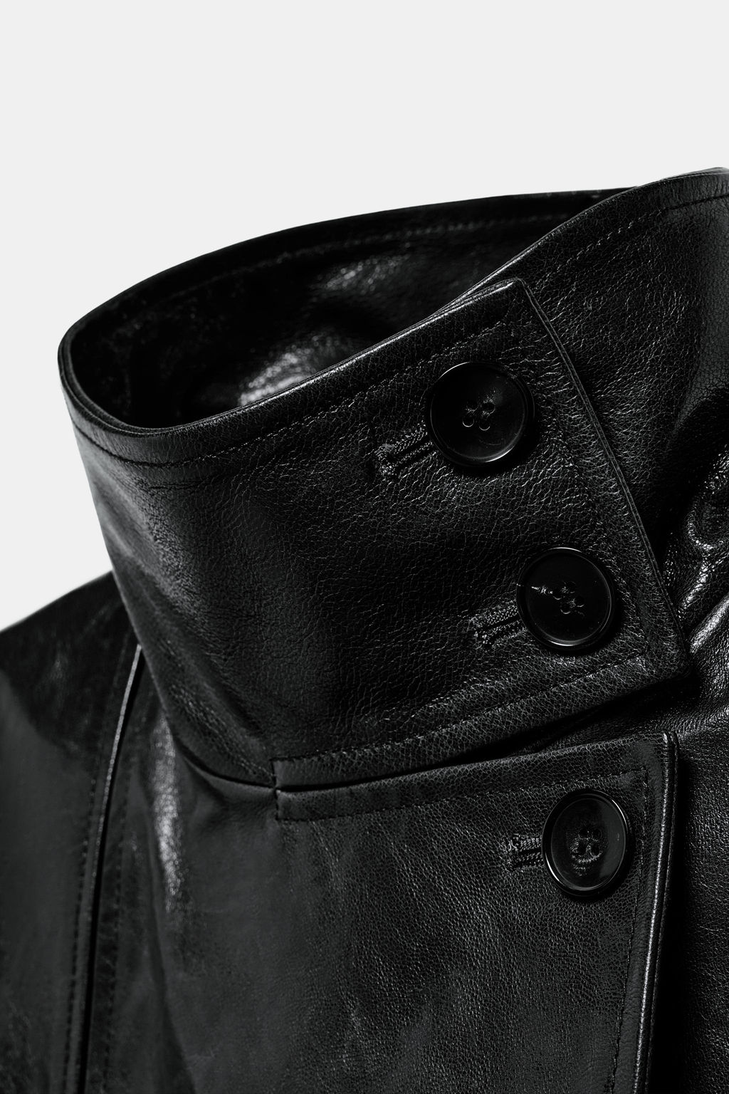 TRENCH PIEL100% HOMBRERAS ZW COLLECTION LIMITED EDITION / Negro - Zara фото 12