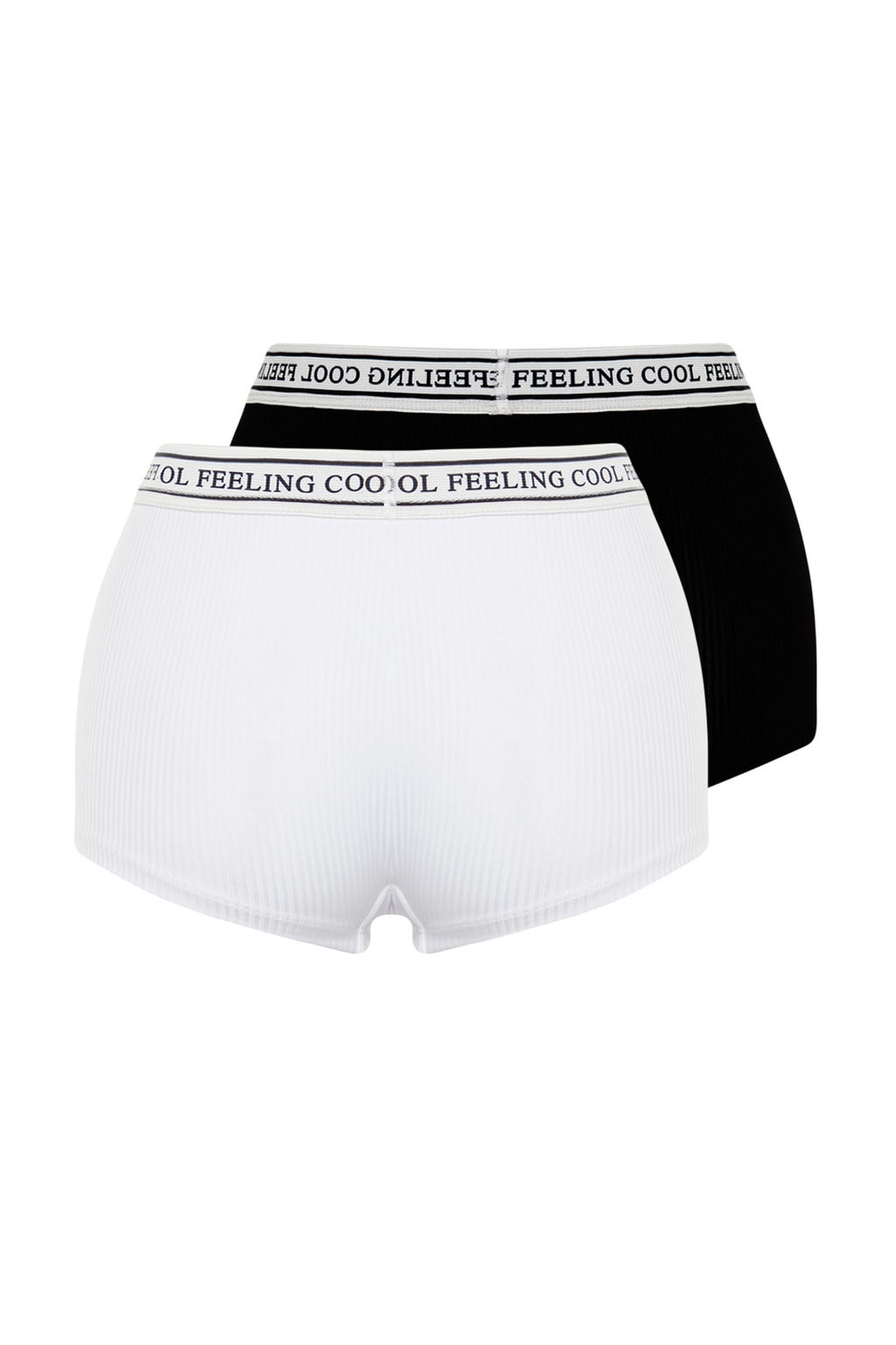 TRENDYOLMILLA Siyah-Beyaz 2li Paket Fitilli Slogan Lastik Detayl? Boxer Orme Kulot THMAW24KU00008