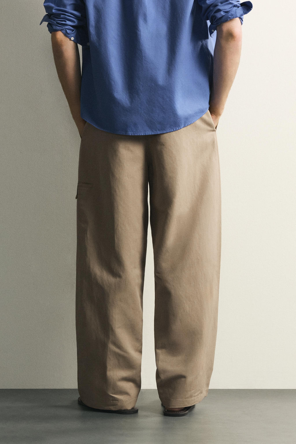 PANTAL?N RELAXED FIT PLIEGUES / Beige - Zara фото 3