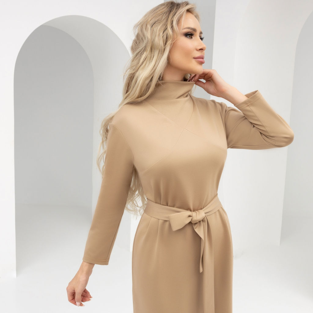 Платье Свободные взгляды (латте с поясом) - Charutti фото 9