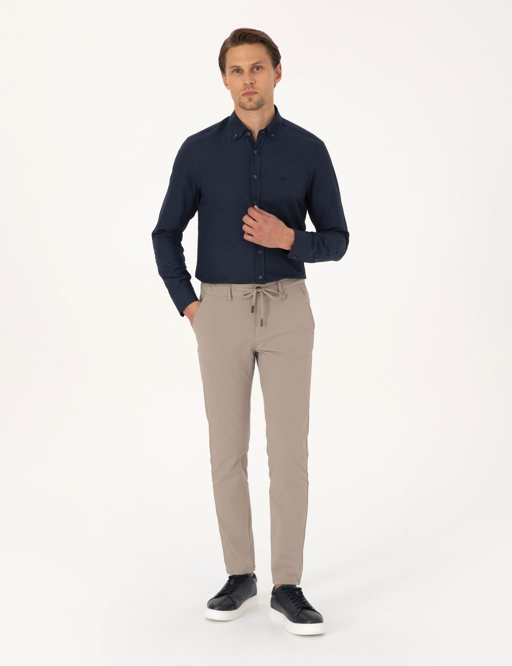 Lacivert Slim Fit Uzun Kollu G_mlek