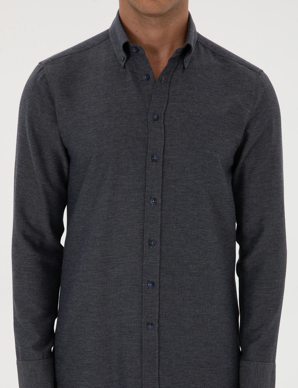 Lacivert Slim Fit Uzun Kollu G_mlek
