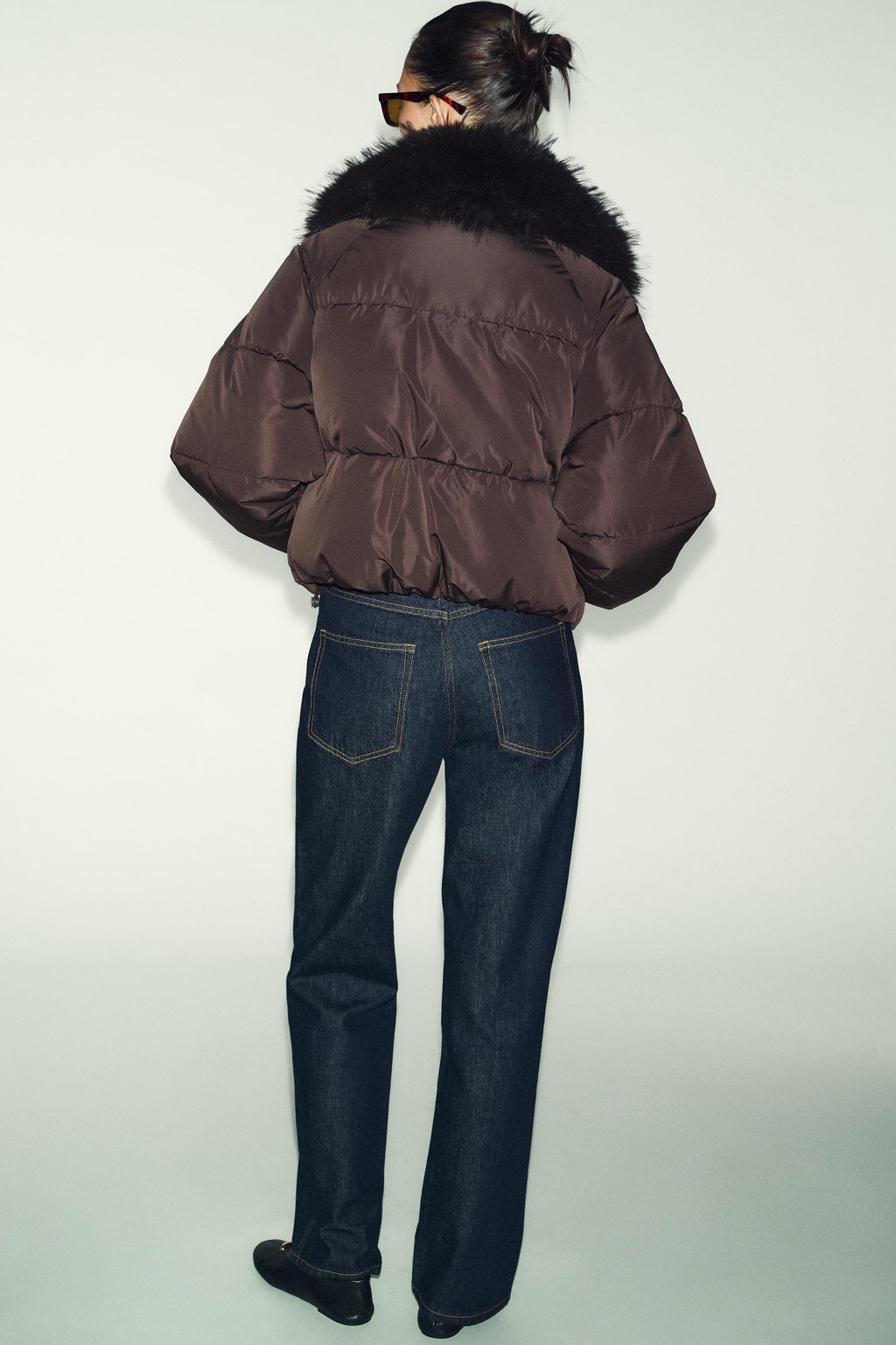 QUILTED BOMBER JACKET WITH FAUX FUR LAPEL - Zara фото 5
