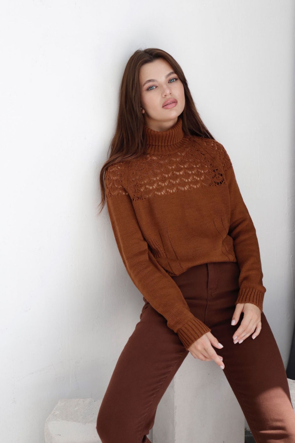 10073 Свитер с альпакой кофейный - Martichelli фото 44