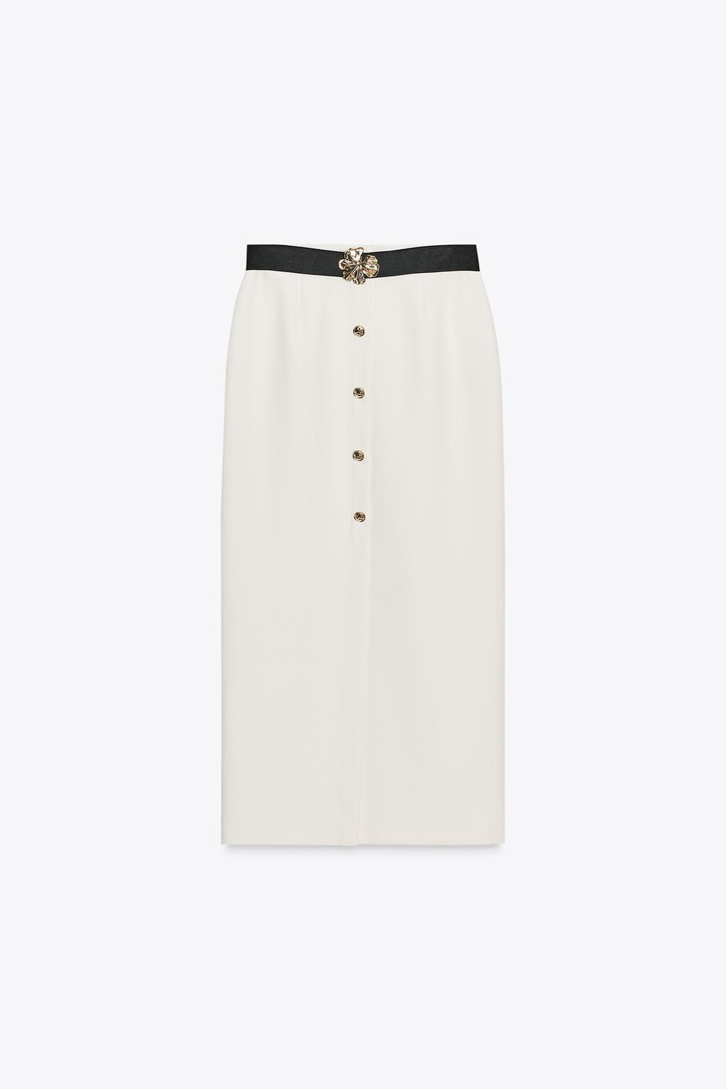CREPE MIDI SKIRT WITH BELT - Zara фото 6