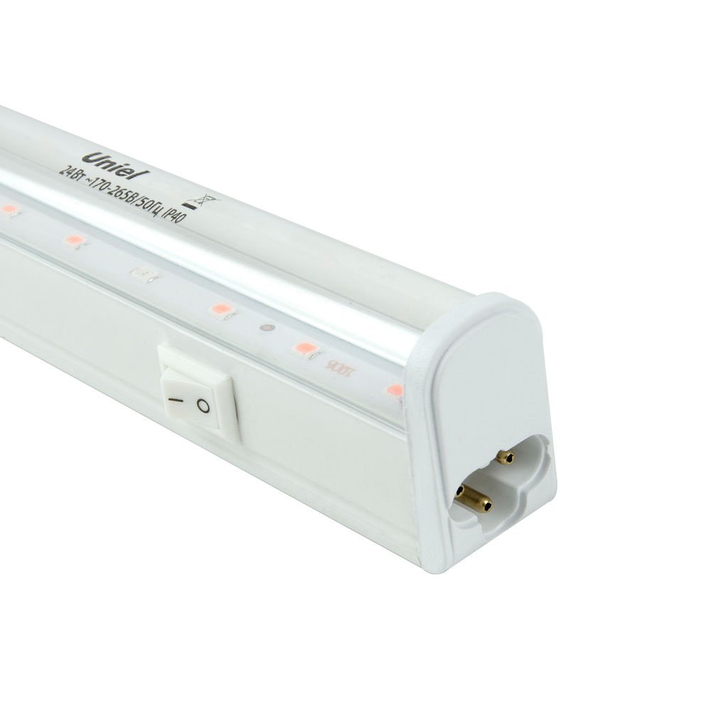 ULI-P43-24W/SPBX IP40 WHITE Светильник для растений светодиодный линейный, 872мм, выкл. на корпусе. Алюминий. Спектр с дальним красным для рассады и досвечивания в период роста. TM Uniel