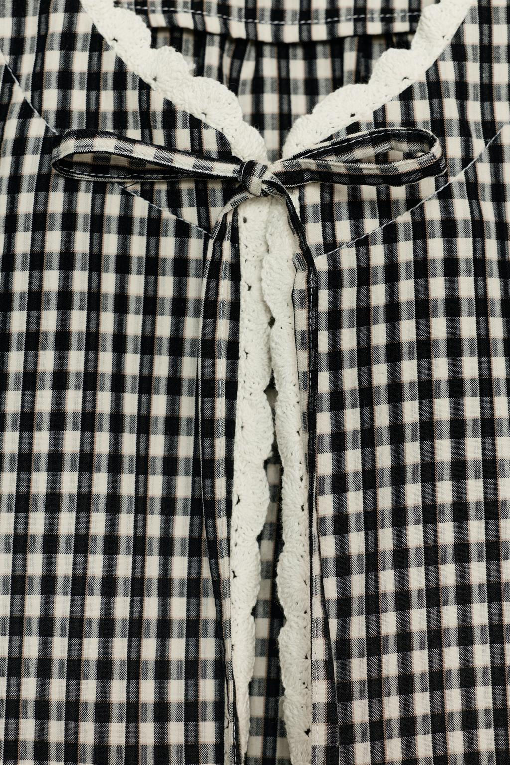 GINGHAM CHECK CROCHET JACKET - Zara фото 9