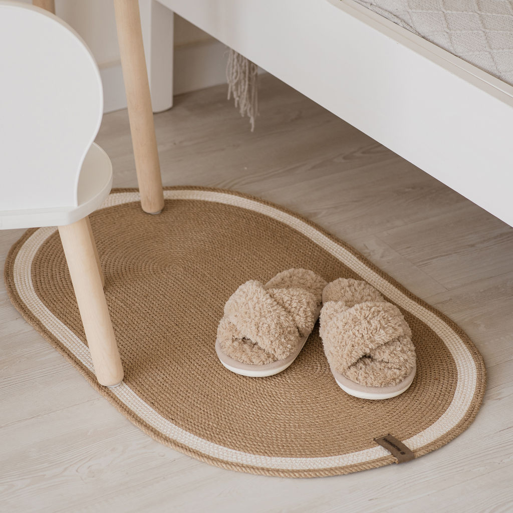 Коврик из джута овальный 50х80 см с белым кантом - Уютности фото 4