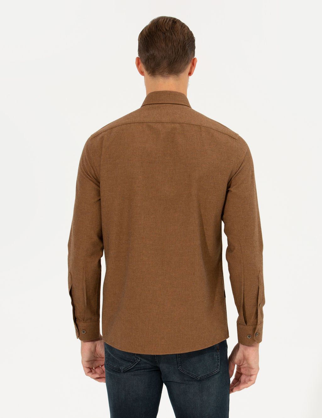 Kahverengi Slim Fit Uzun Kollu G_mlek