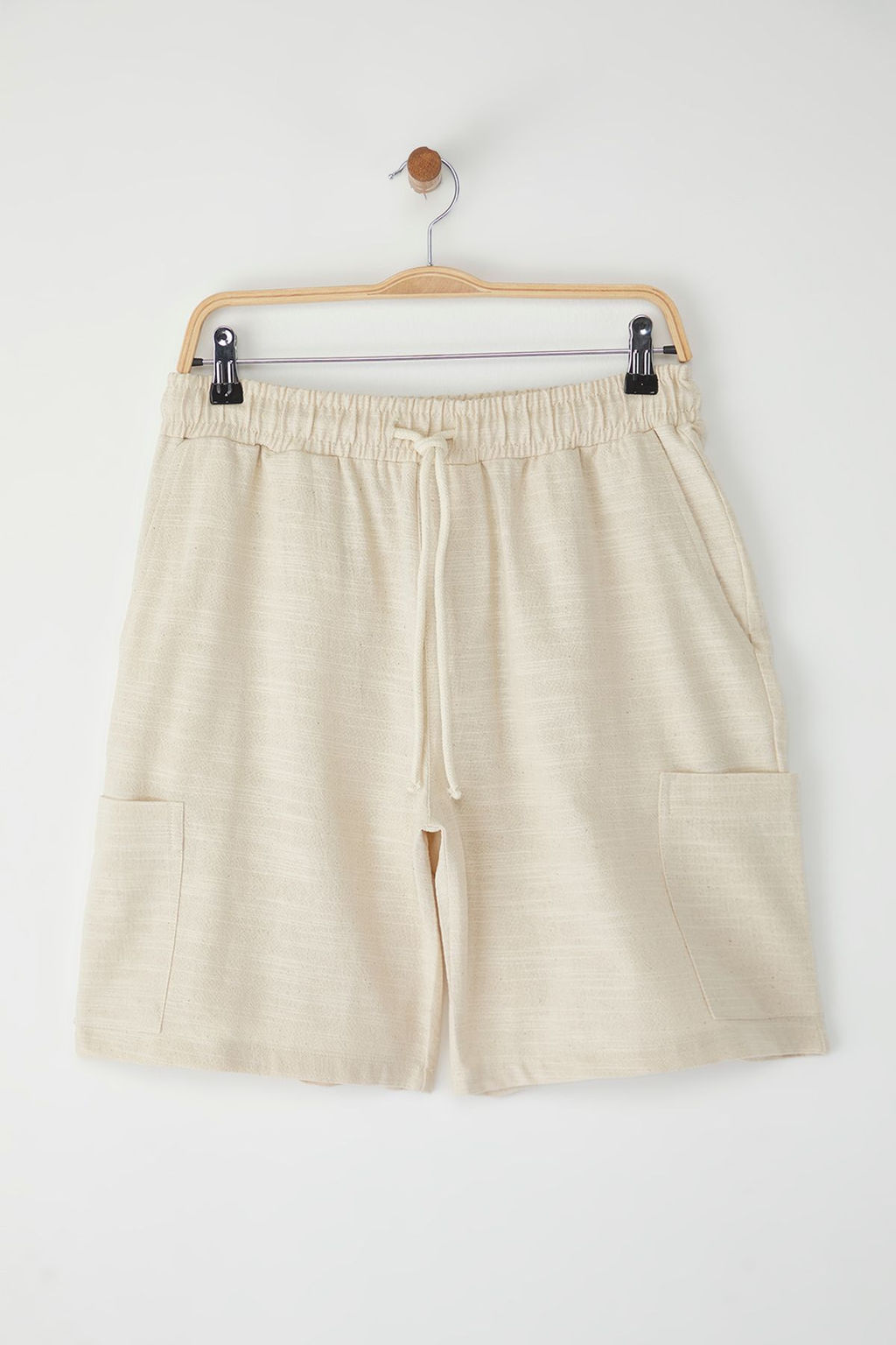 TRENDYOL MAN Ekru Kargo Cepli Keten Gorunumlu Pamuklu Sort & Bermuda TMNSS25SR00055 - Trendyolmilla фото 6
