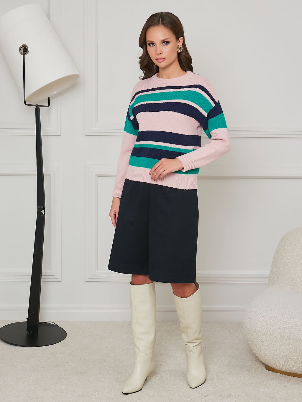 Джемпер в полоску вязаный - Stilla фото 2