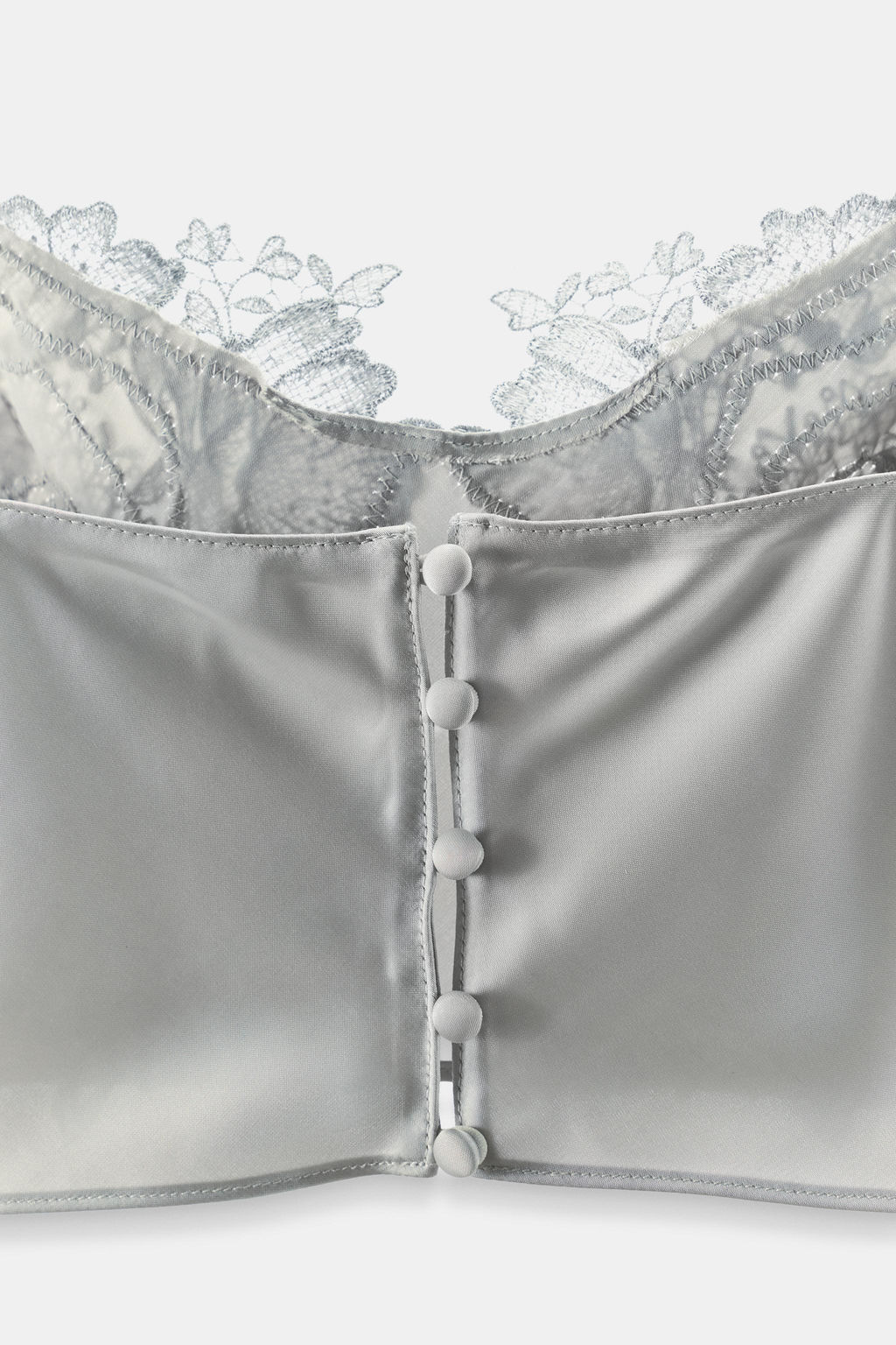 TOP CROP SATINADO ENCAJE / Gris - Zara фото 7