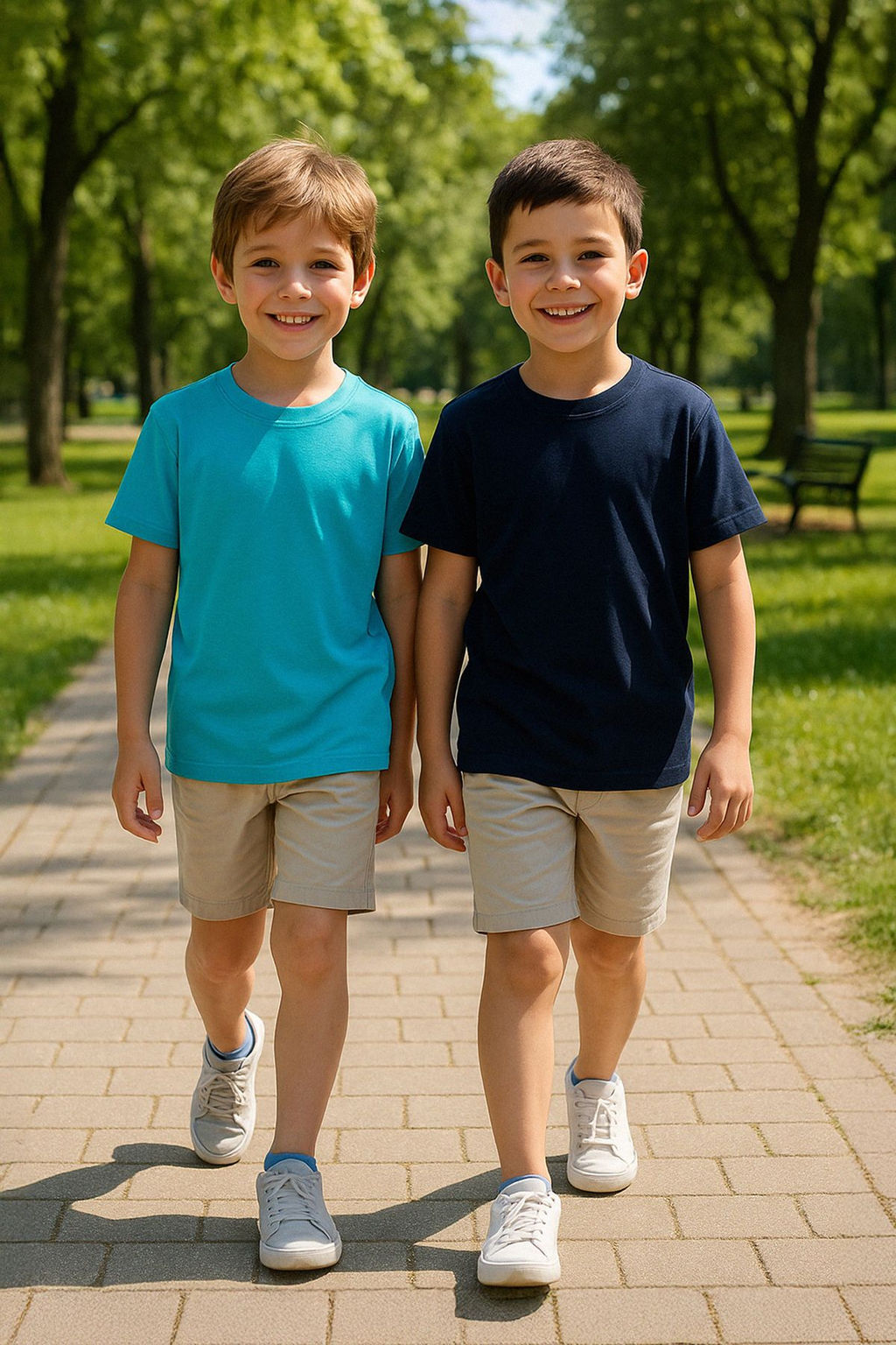 Siyah-Gri 2li Erkek Cocuk Pamuklu Basic Oversize/Genis Kal?p Orme T-Shirt TKDSS25TS00052 - Trendyolmilla фото 3