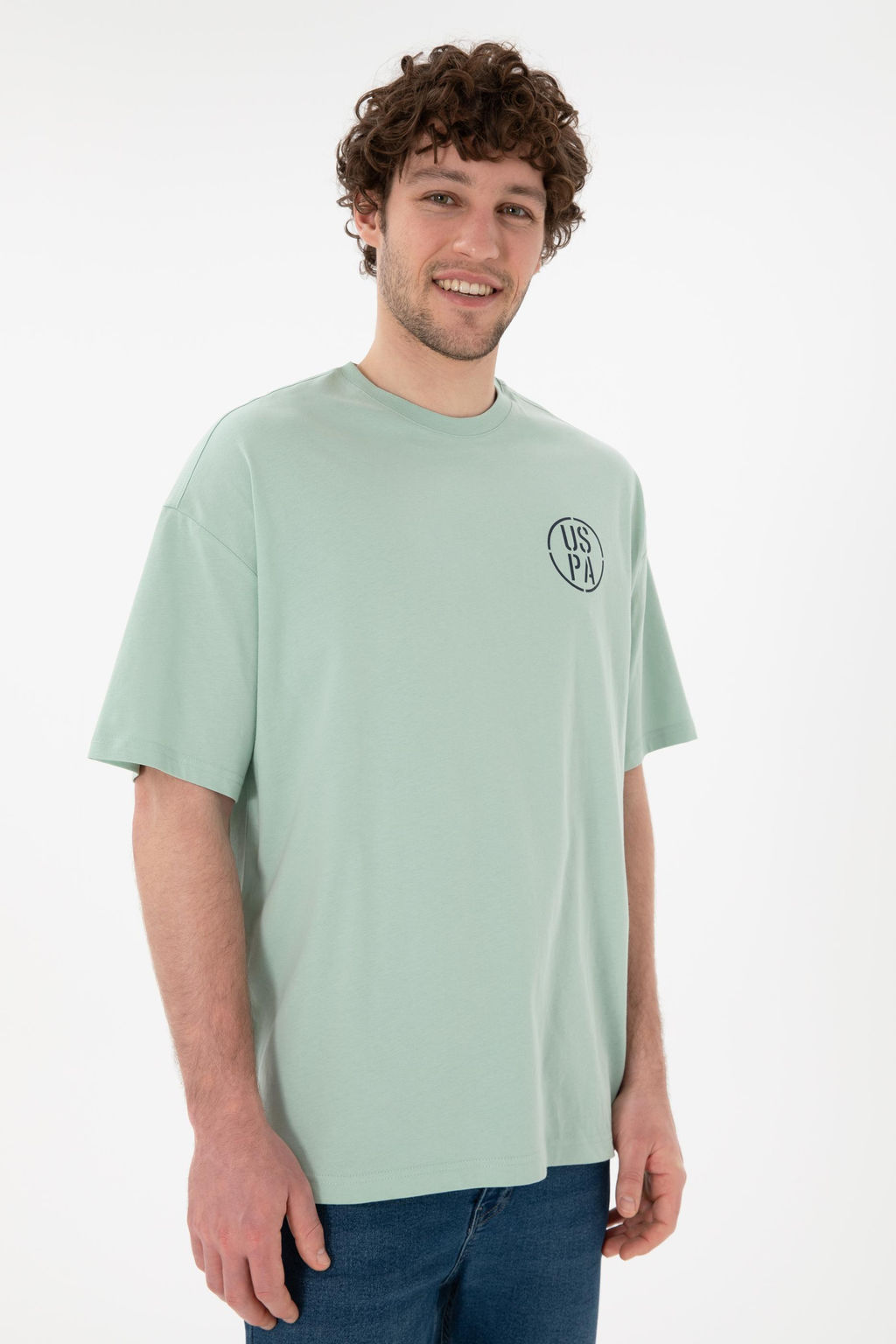Erkek Oversize Fit Bisiklet Yaka Su Ye_ili Ti__rt Sepette S_rpriz _ndirim - U.s. polo assn фото 4