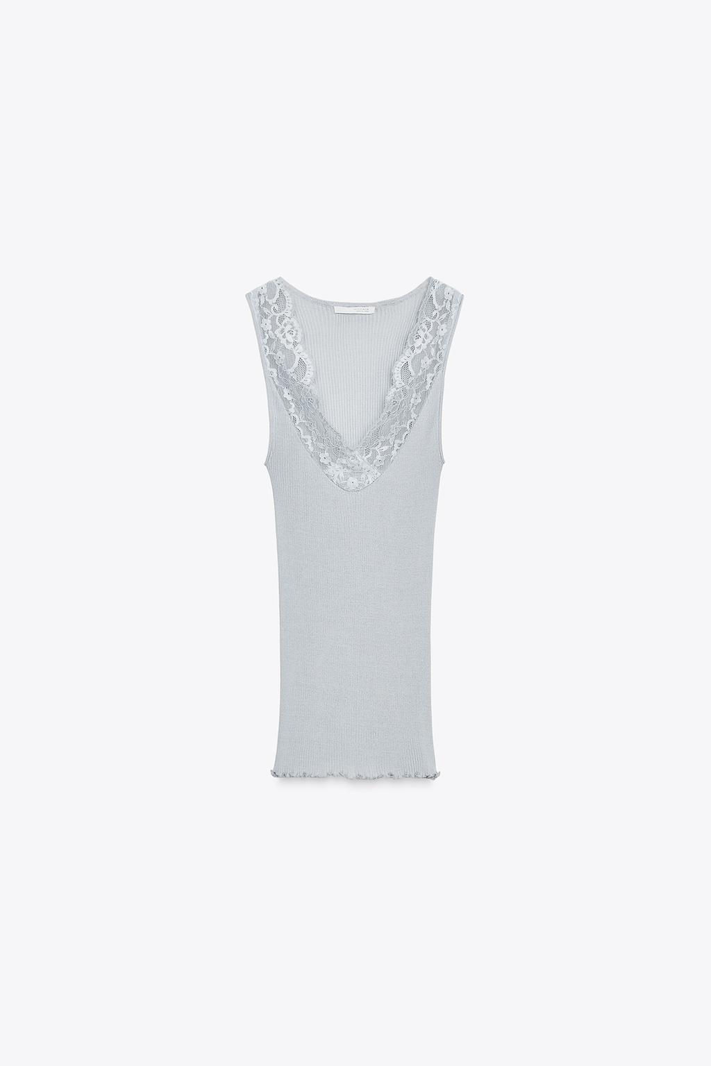 LACE RIBBED T-SHIRT - Zara фото 18