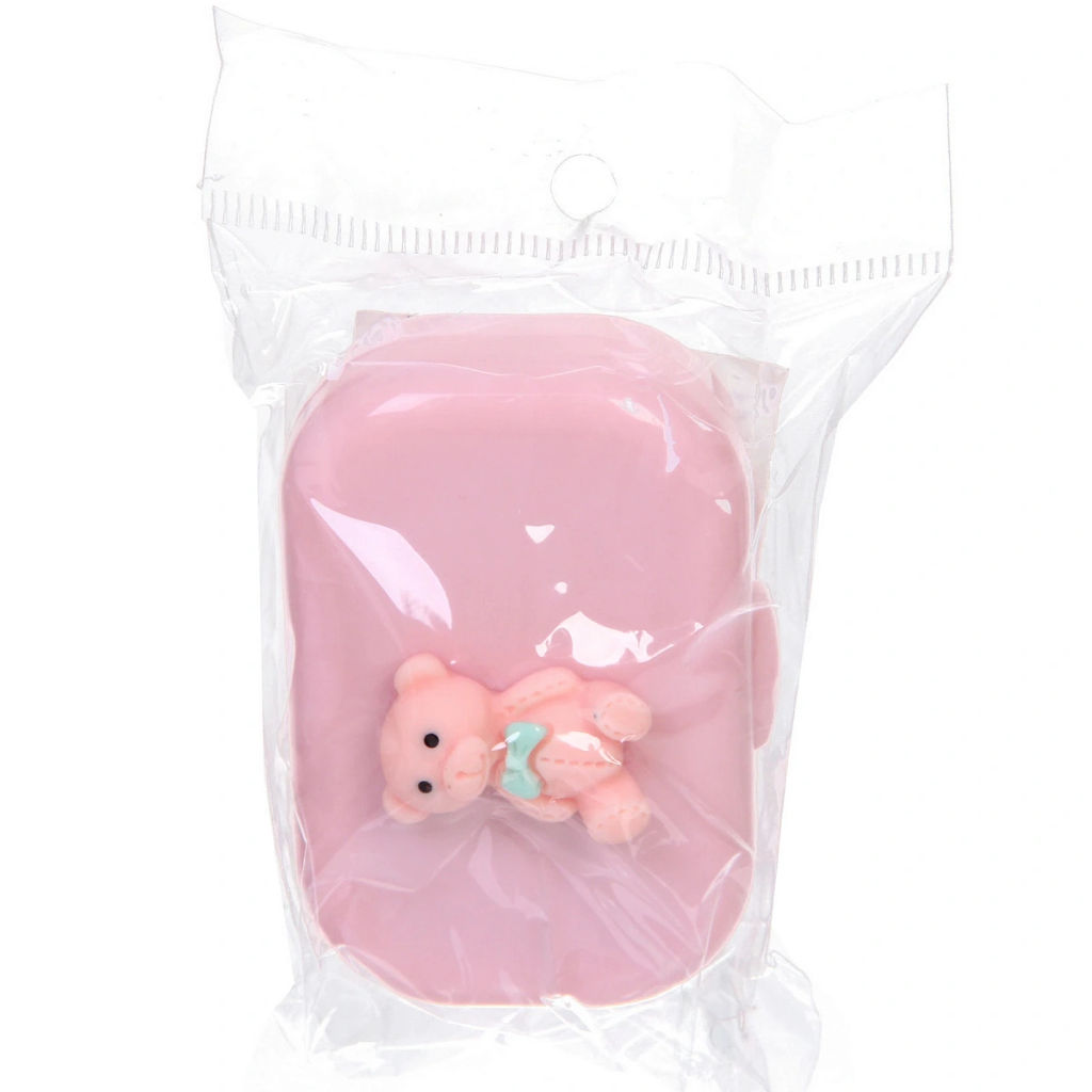 Цена за 6 шт. Набор для хранения контактных линз "МАРЦИПАН", мишка, с зеркалом, цвет как на фото, 6.5*5.5*2,5см, (пакет с подвесом)