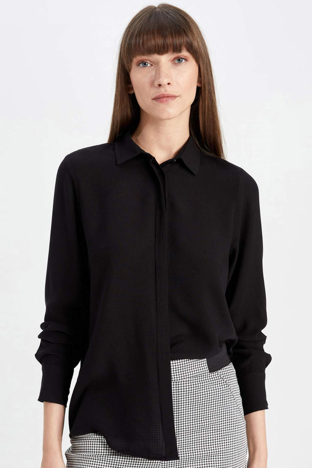 Regular Fit Basic Duz Uzun Kollu Gomlek - Defacto фото 2