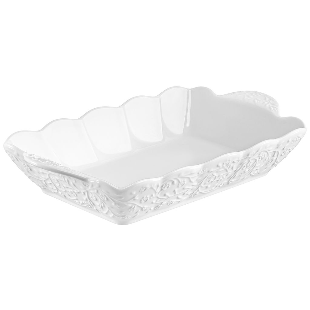 Блюдо для сервировки 800 мл 27*16*5 см "Веточки-цветочки", фарфор