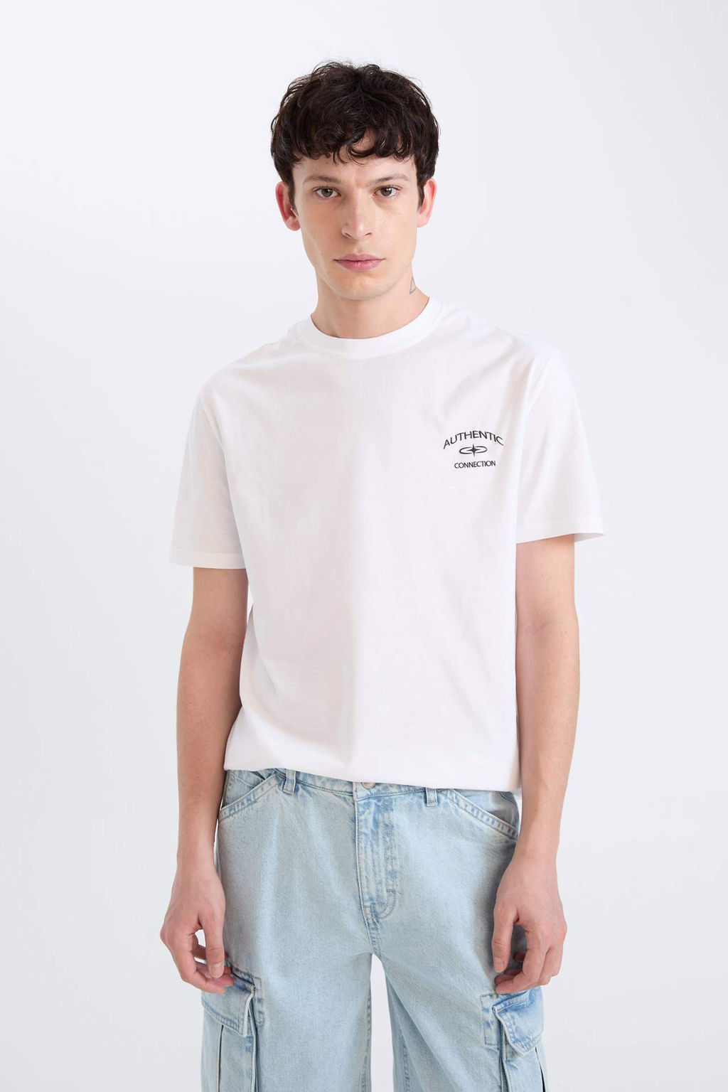 Regular Fit Bisiklet Yaka Bask?l? K?sa Kollu Tisort - Defacto фото 2