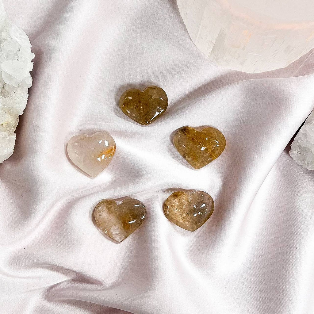 Сердце полированное из Рутилового кварца