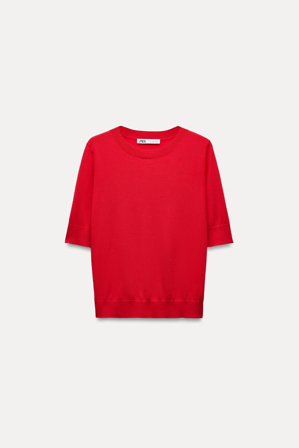 BASIC PLAIN KNIT SHORT SLEEVE TOP - Zara фото 10