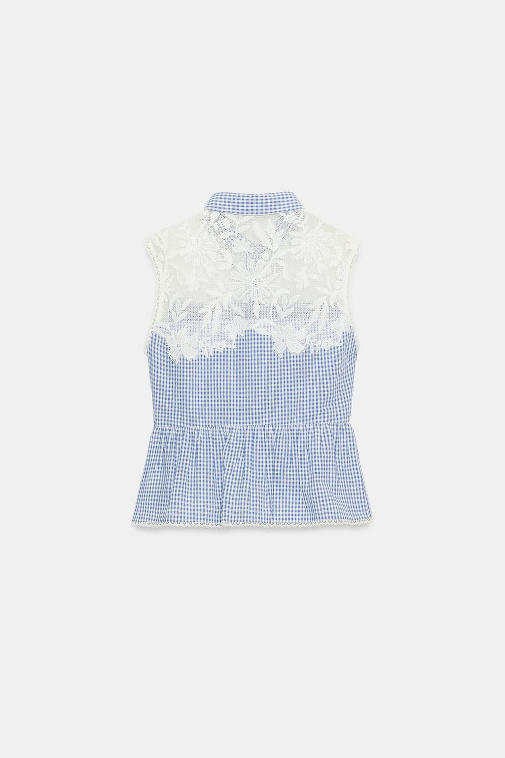 COMBINED GINGHAM BLOUSE - Zara фото 7