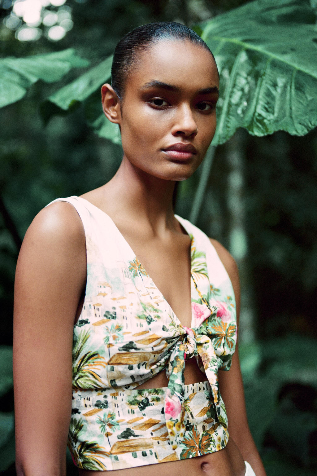 PRINTED KNOT CROP TOP - Zara фото 6