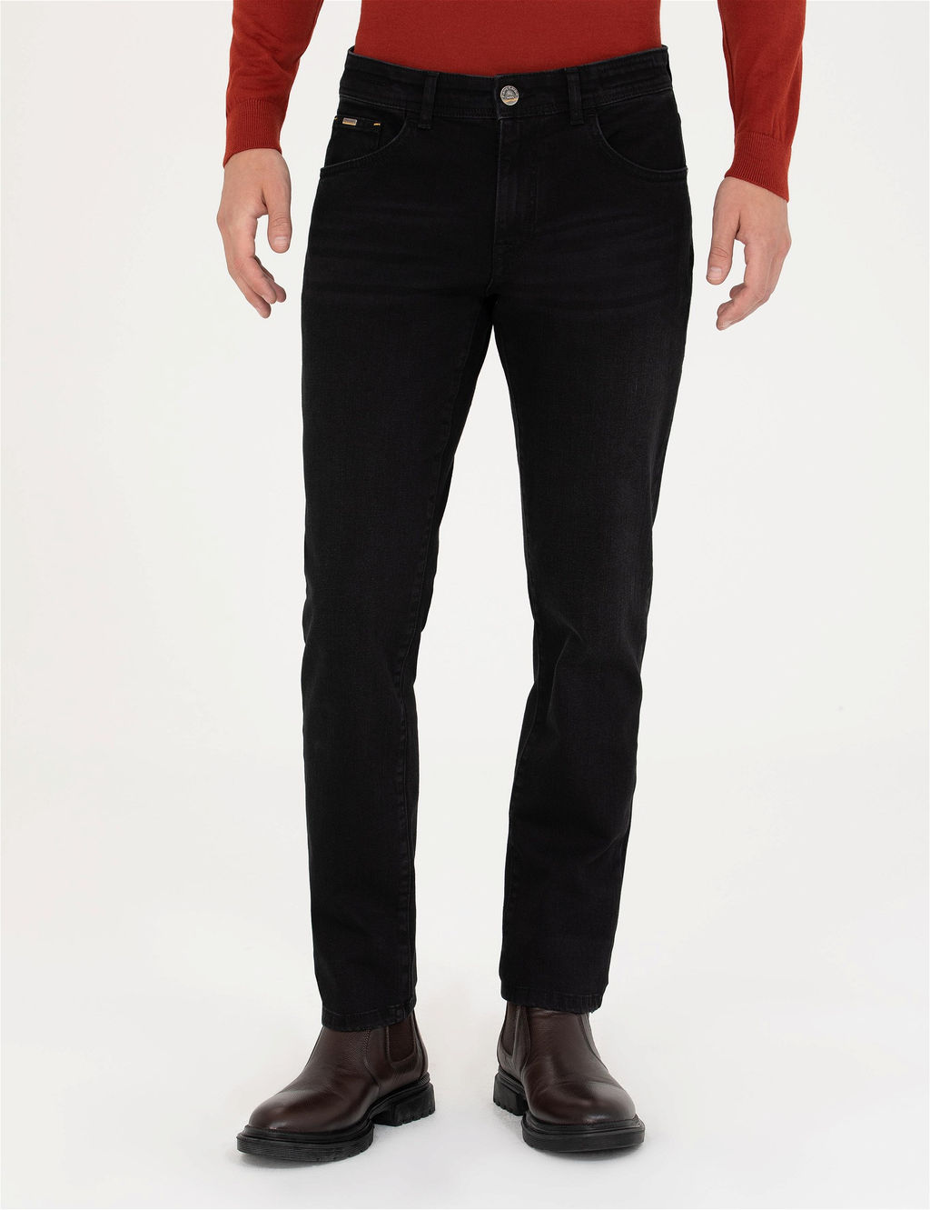 Siyah Straight Fit Jean Pantolon
