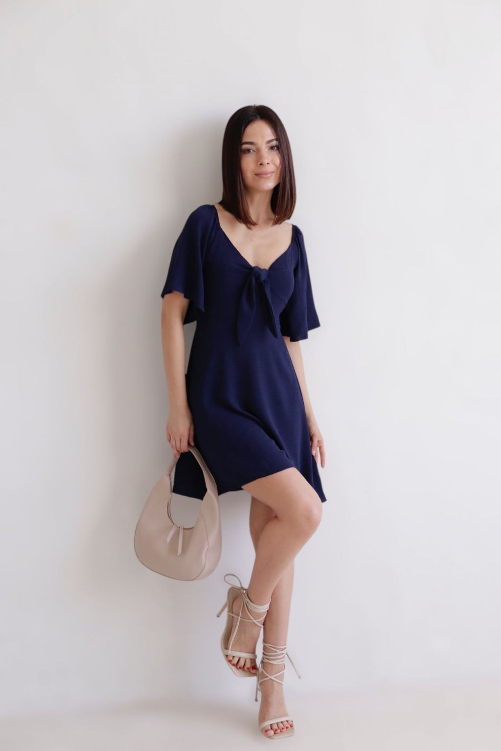 Martichelli Платье синее с завязками на груди  фото 4