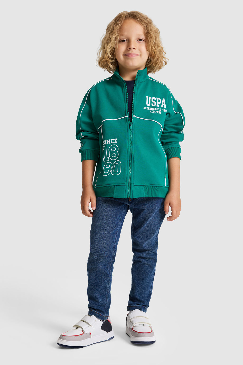 Erkek Гocuk Koyu YeЕil FermuarlД Sweatshirt