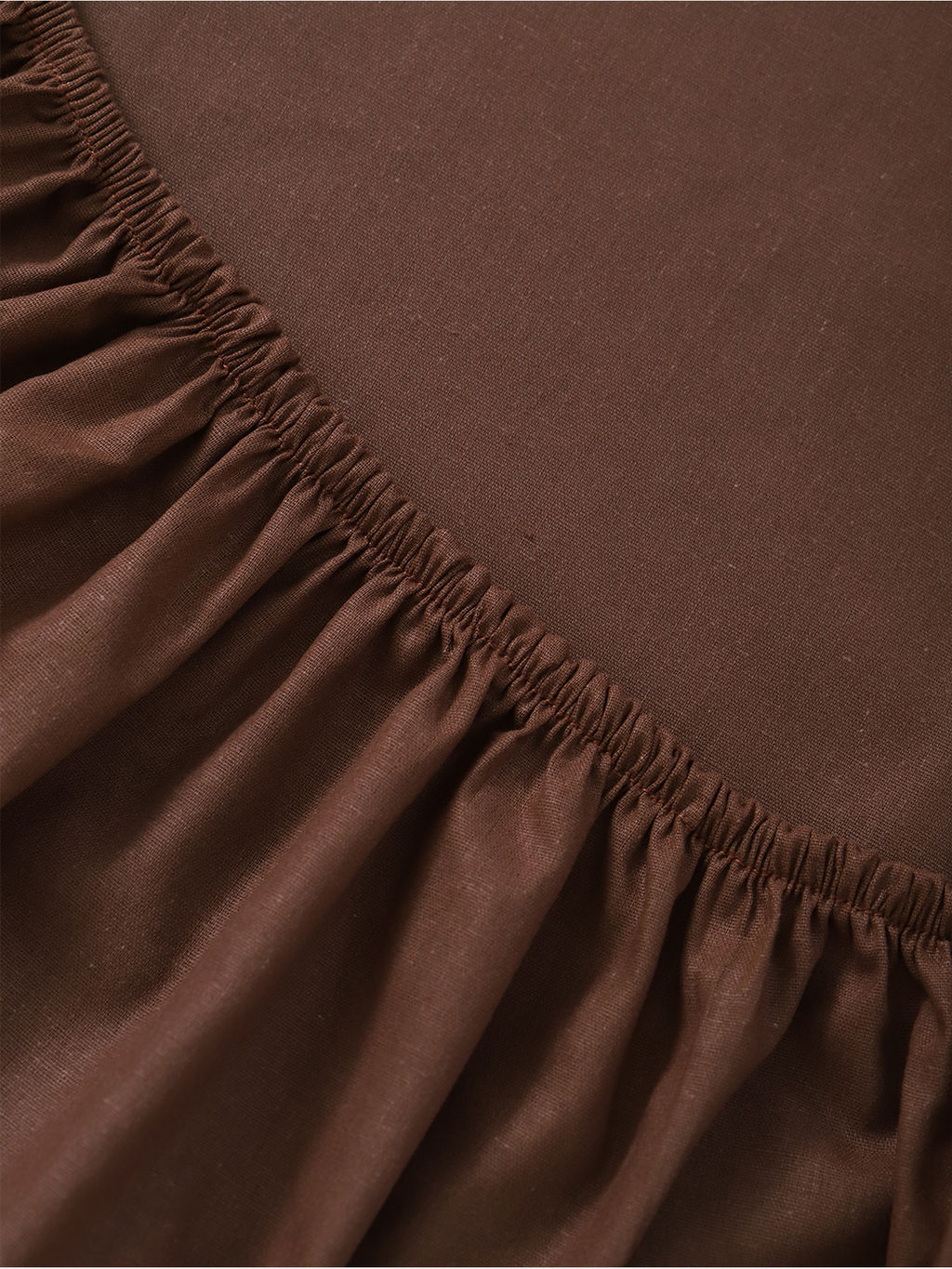 Простыня на резинке из поплина гладкокрашеного - Шоколад 160х200х25