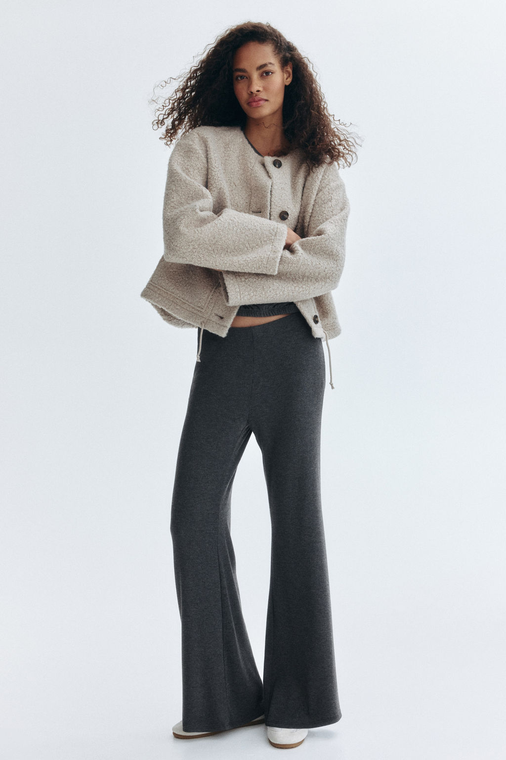 Flared fine-knit trousers - H&m фото 2