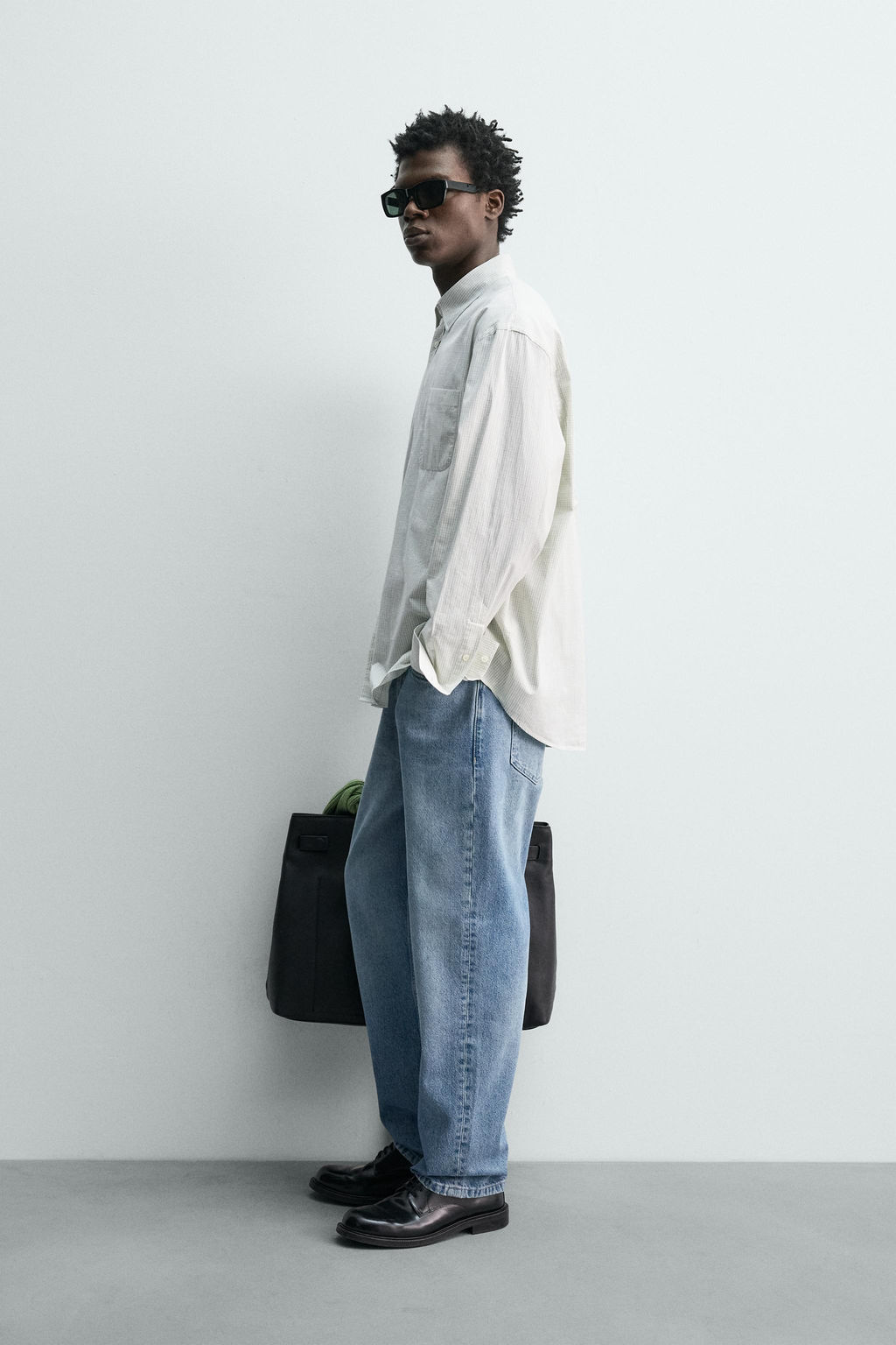 CAMISA POPEL?N CUADROS / Verde agua - Zara фото 4