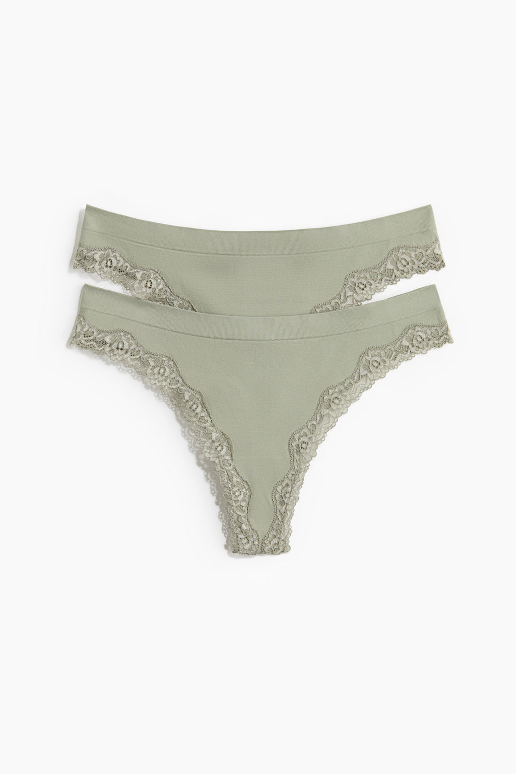 Pack 2 bragas thong con ribete de encaje Seamless - H&m фото 2