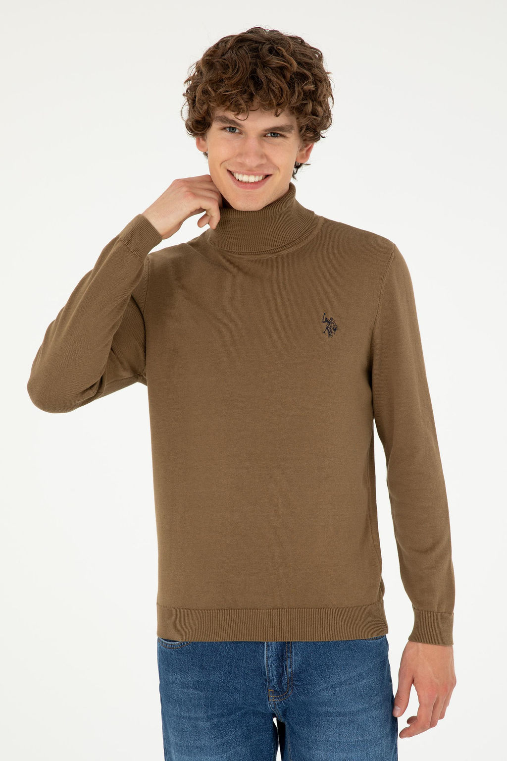 Свитер мужской U.S. Polo Assn хлопок цвета хаки  фото 3