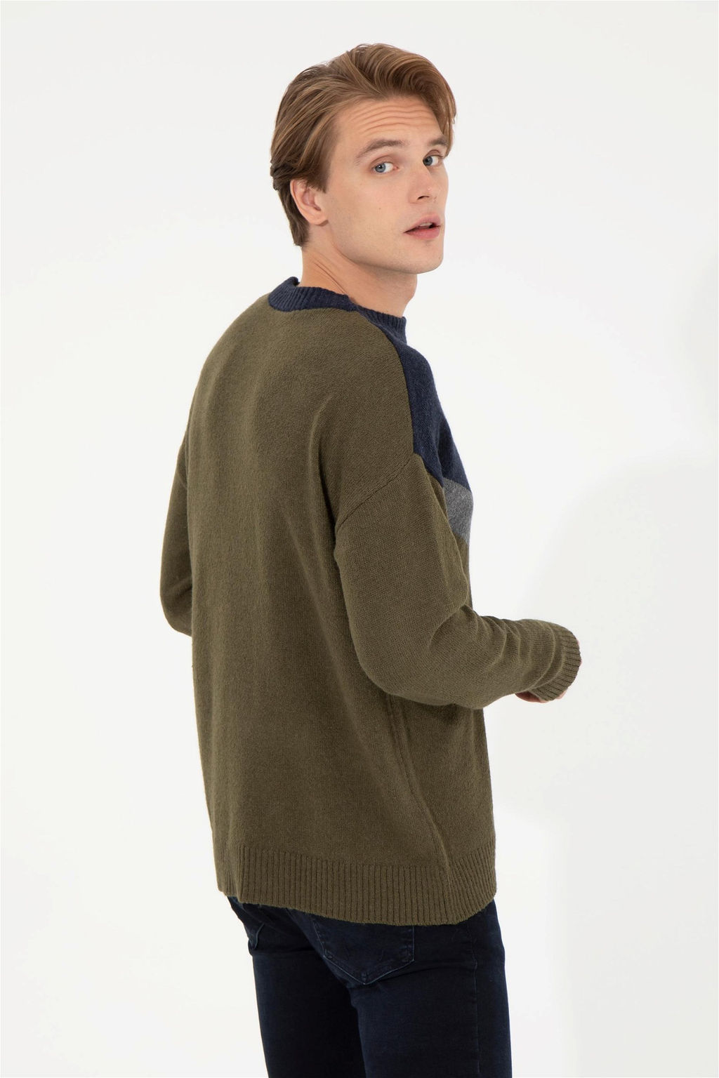 U. S. Polo Assn Мужской вязаный свитер кокосового цвета с круглым вырезом - U.s. polo assn фото 11