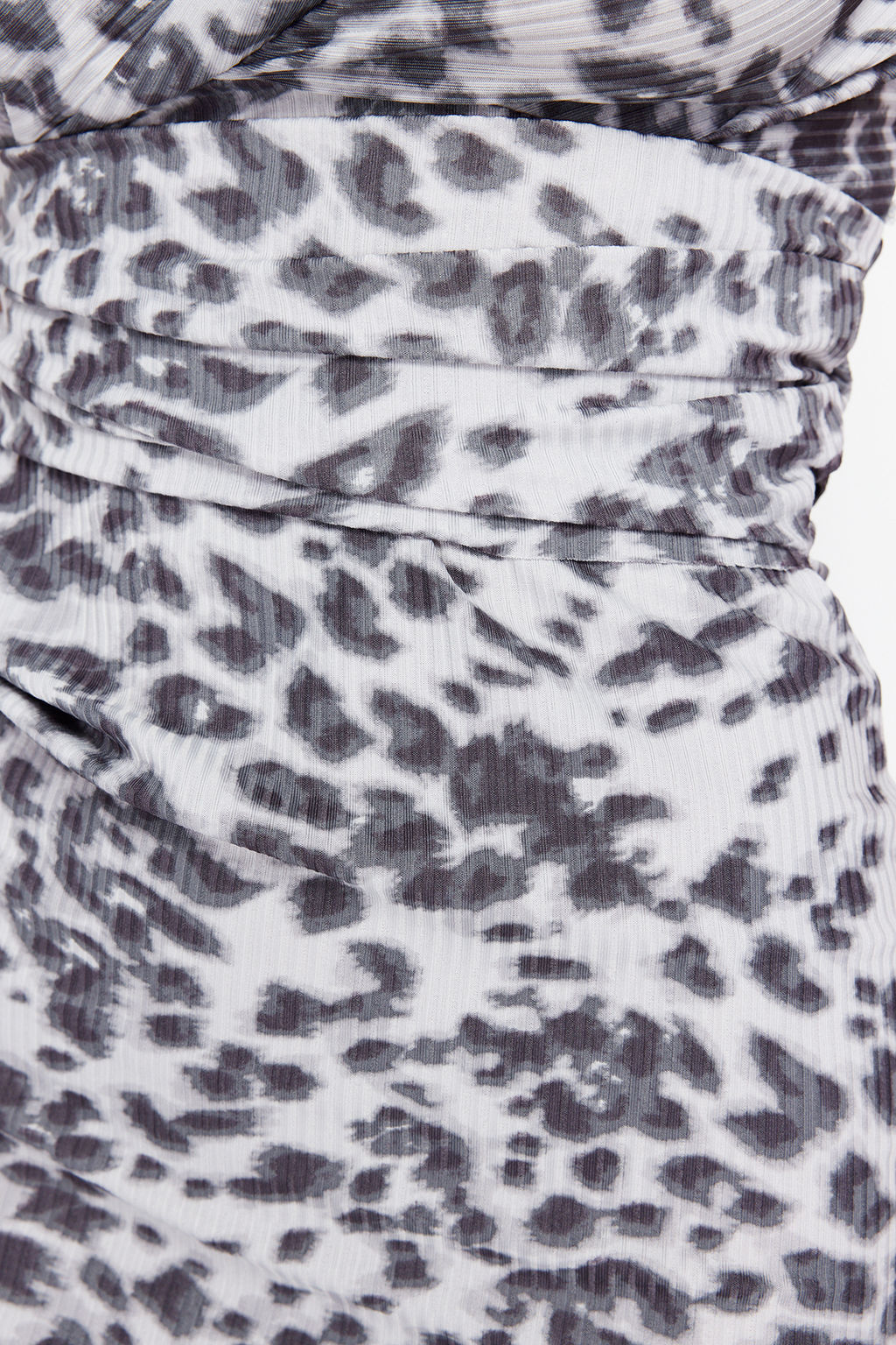 Gri Leopar Vucuda Oturan Tek Omuz Asimetrik Buzgu Detayl? Orme Midi Kalem Elbise TWOSS23EL02182