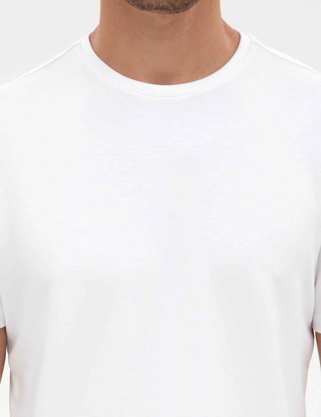 Beyaz Regular Fit Kal_n Dokulu Bisiklet Yaka Basic Ti__rt - Pierre cardin фото 6
