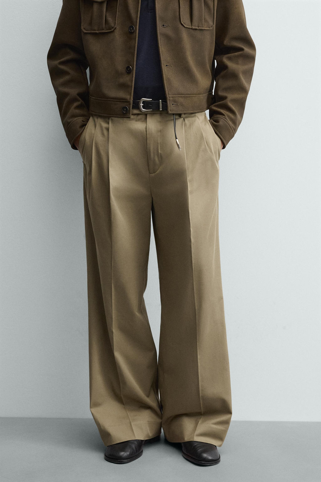 PANTAL?N WIDE FIT PLIEGUES / Beige - Zara фото 2