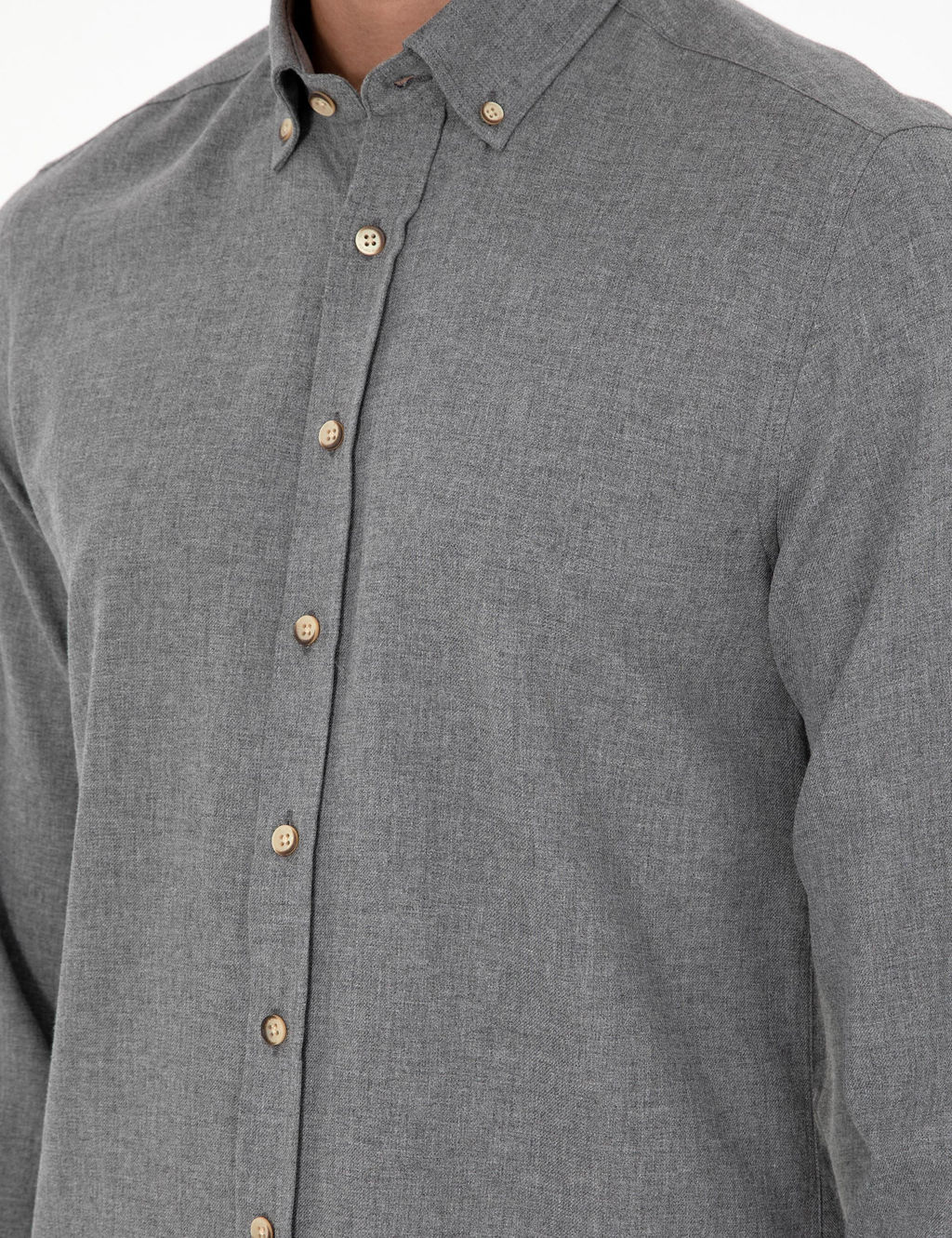 Gri Slim Fit Uzun Kollu G_mlek - Pierre cardin фото 7