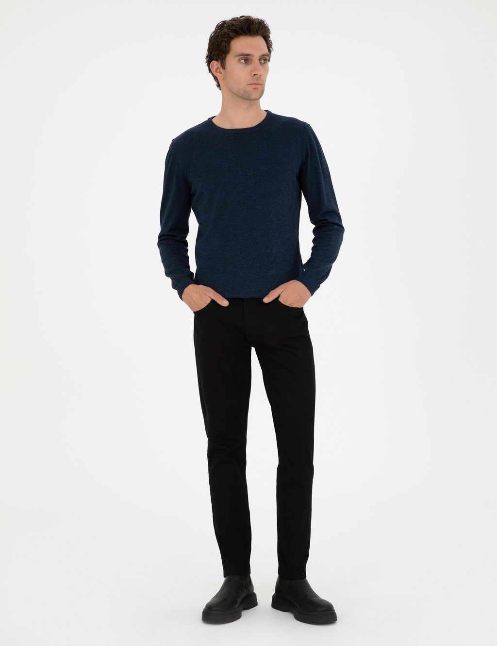 Темно-синий зауженный свитер - Cacharel фото 4