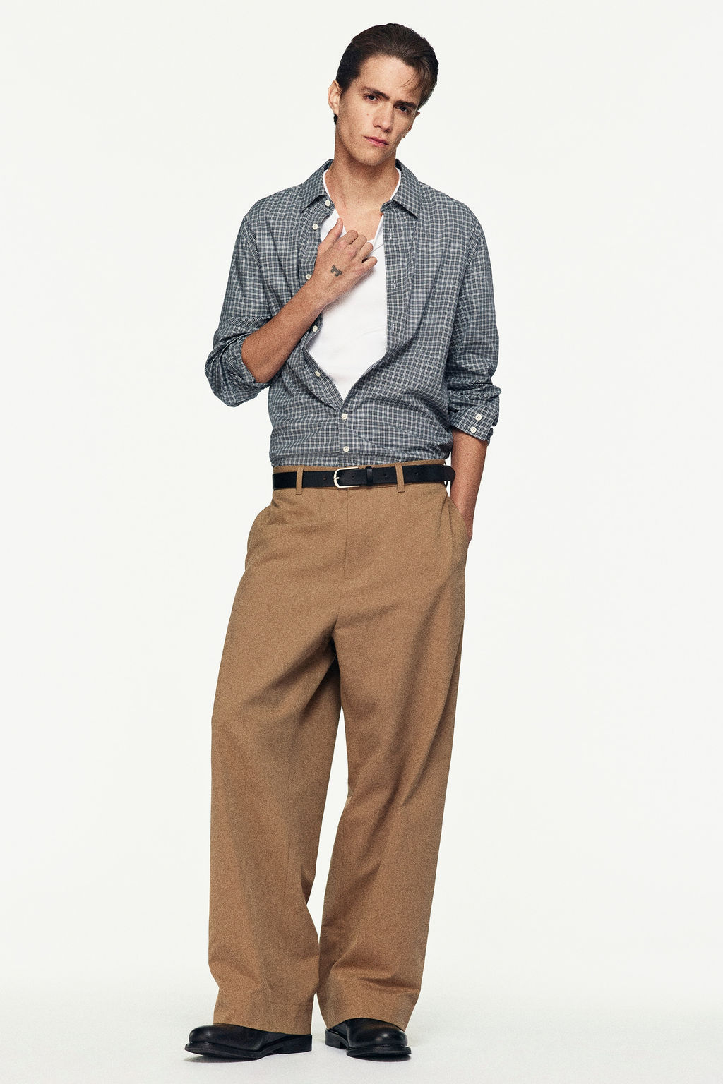 PANTAL?N CHINO WIDE LEG DE ALGOD?N - H&m фото 8