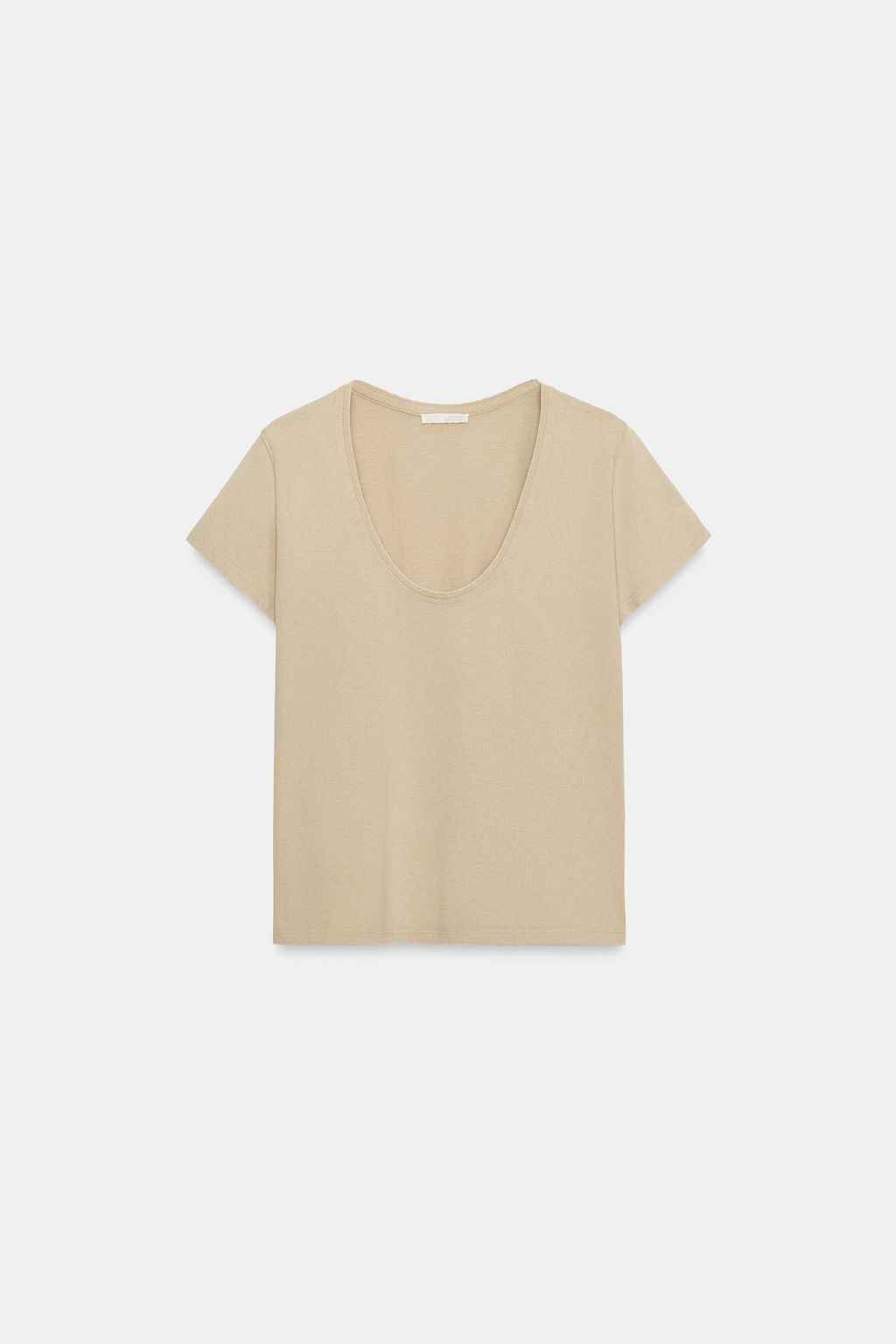CAMISETA ALGOD?N MANGA CORTA / Beige claro