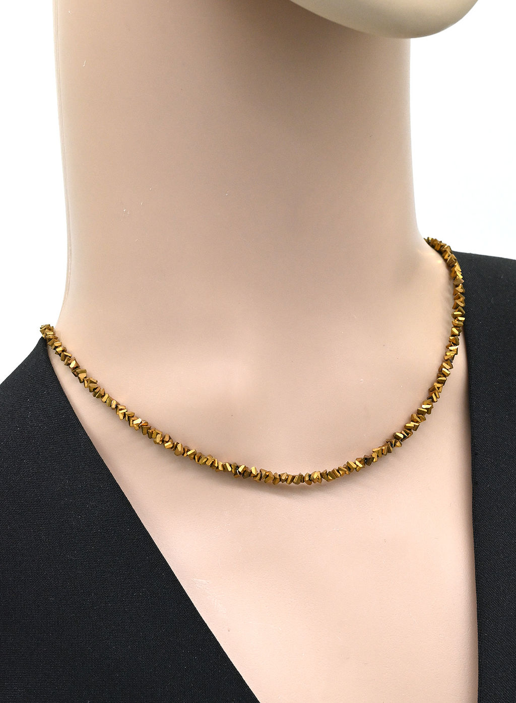 Чокер на шею женский из циркона огранка 3мм цв.золотистый, 39см