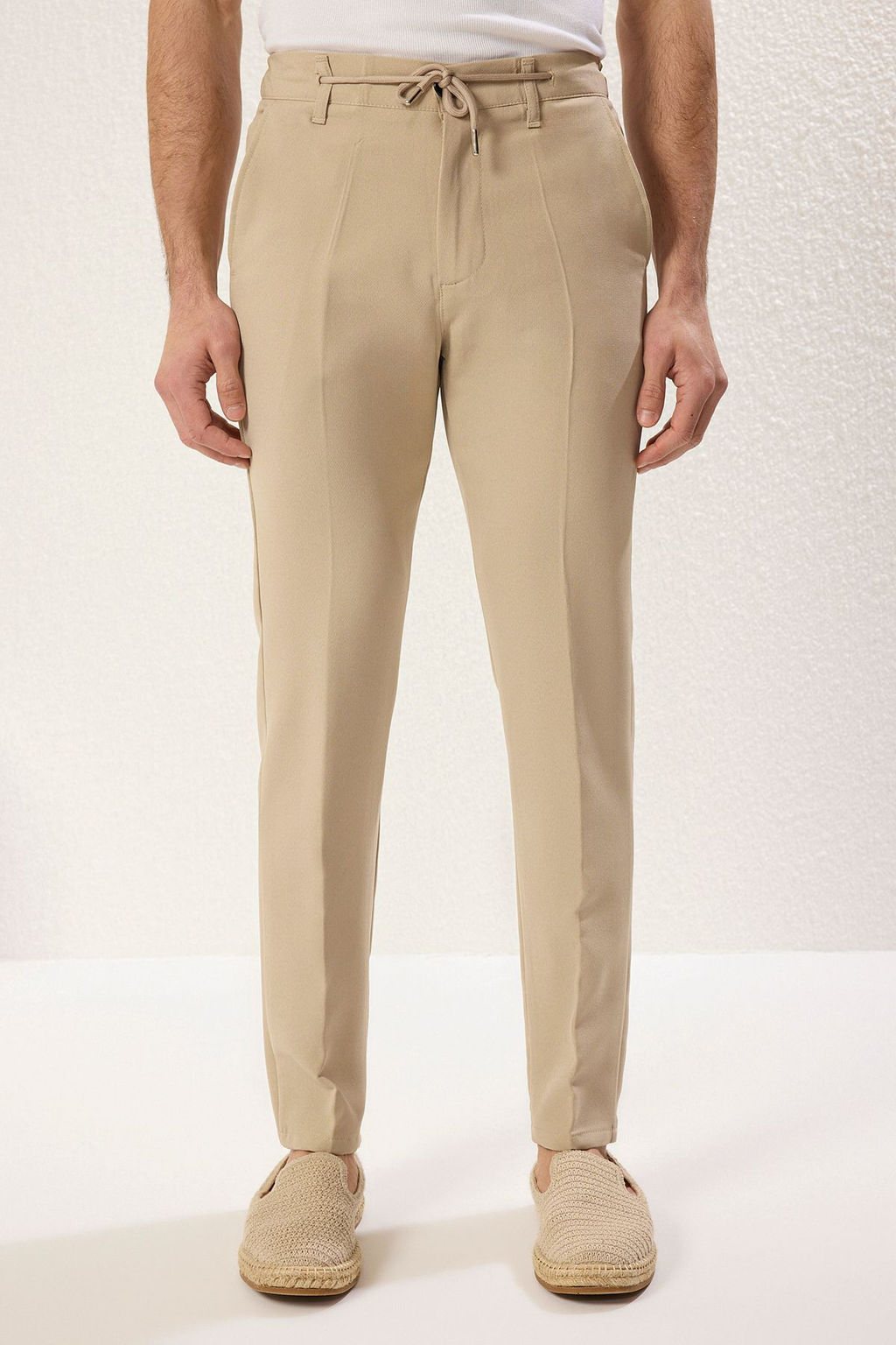 TRENDYOL MAN Siyah Slim Fit Beli Baglama Detayl? Lastikli Kumas Dokuma Pantolon TMNAW25PL00027 - Trendyolmilla фото 3