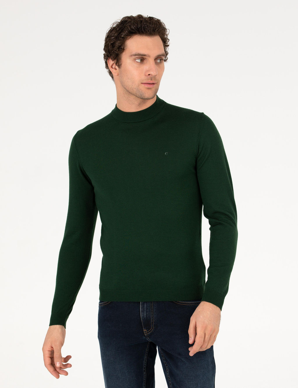 Haki Regular Fit _eyrek Bal_k__ Yaka Basic Kazak