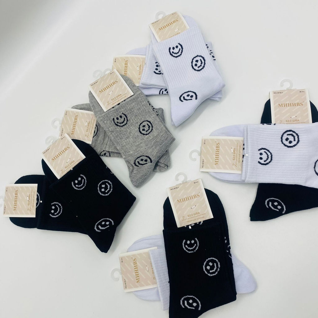 Носки женские МИНИBS Смайлики 10 шт. в уп (арт. W18-1) - Storyland фото 2