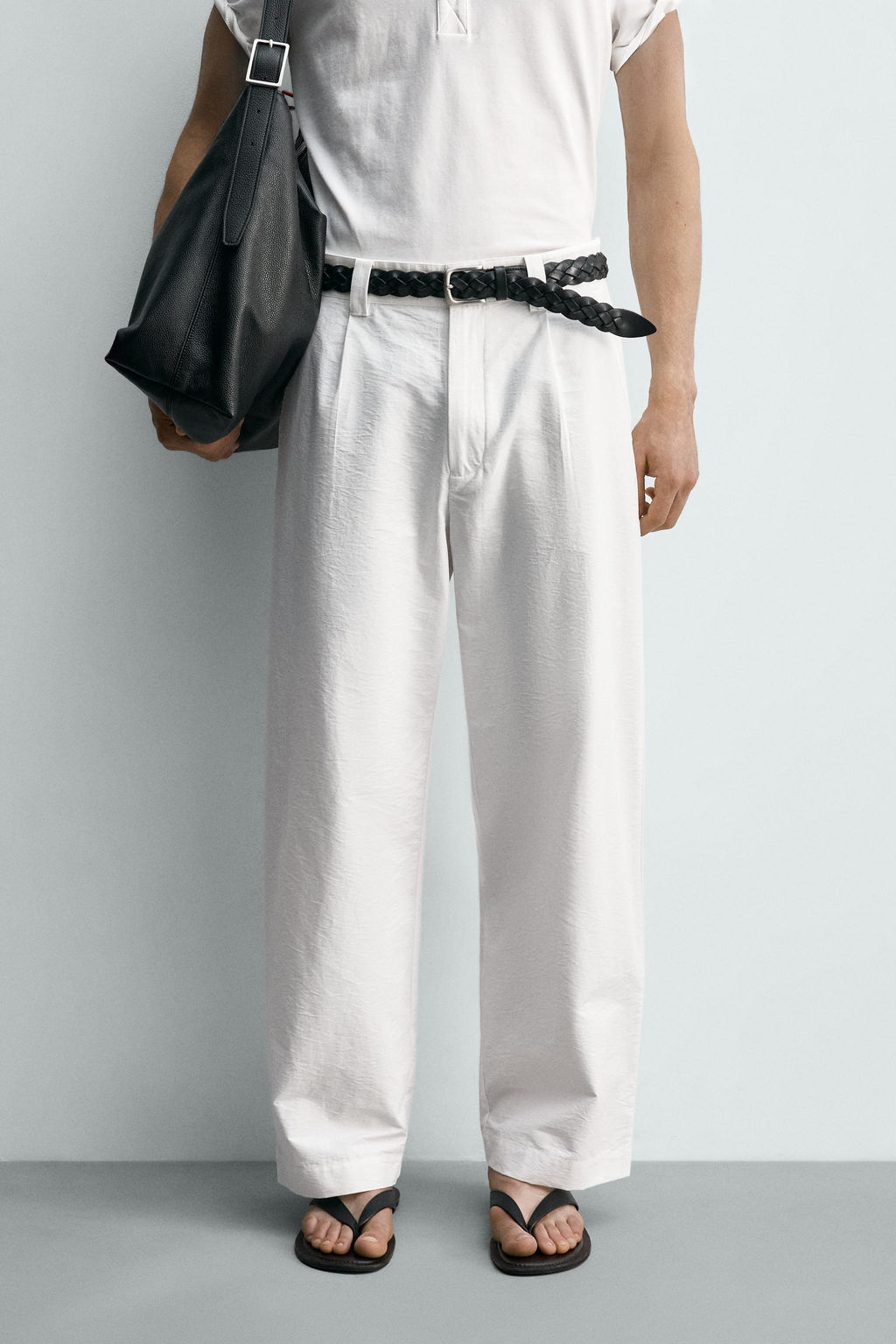 PANTAL?N WIDE FIT PLIEGUES / Blanco - Zara фото 2