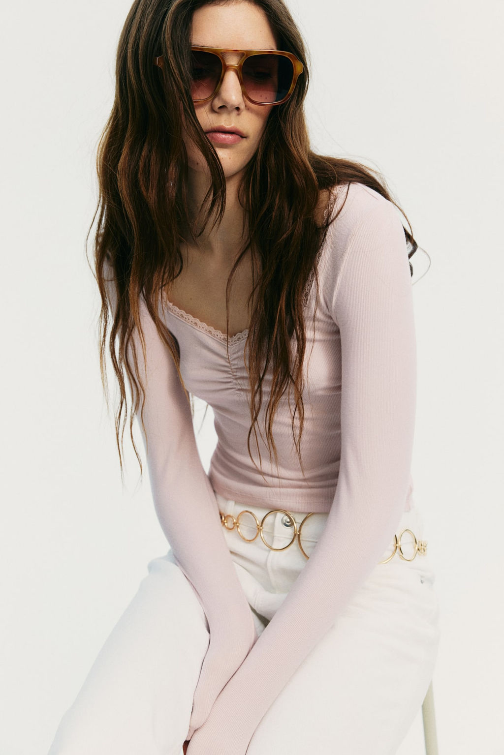 Top de canale con ribete de encaje - H&m фото 3