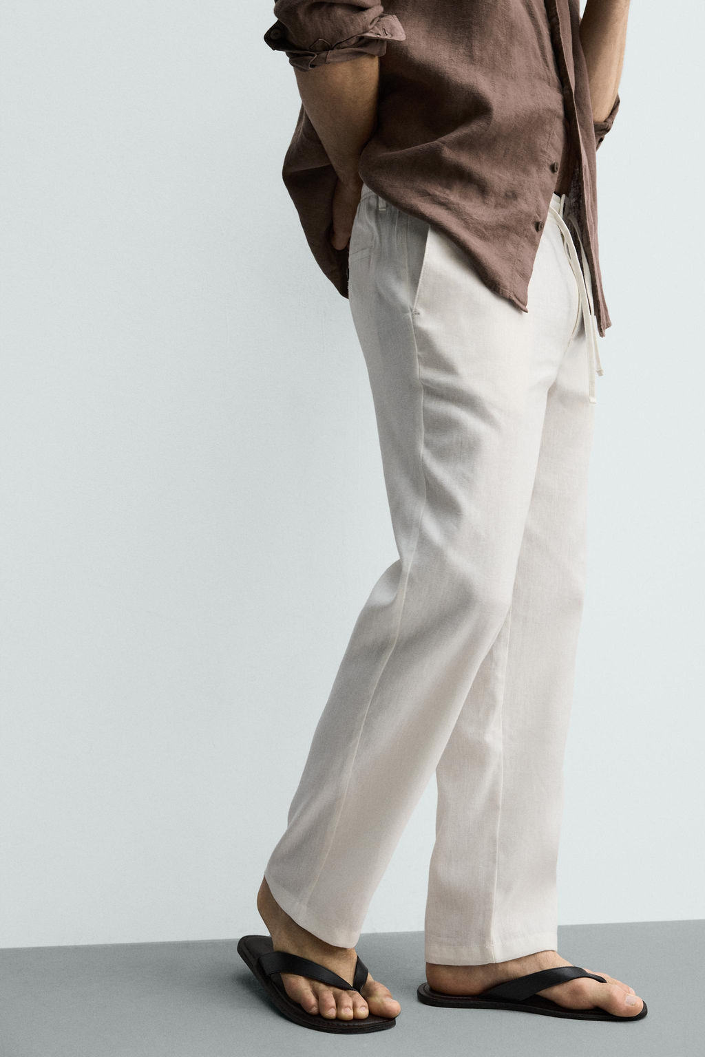 PANTAL?N RELAXED FIT ALGOD?N - LINO / Marr?n / Topo - Zara фото 5